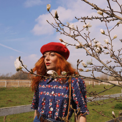 Blue 70's Floral Vintage Cotton Top | S/M