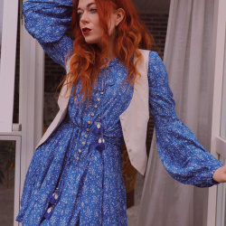 Amara Blue Floral Boho Dress 