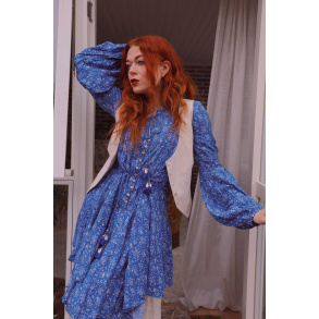 Amara Blue Floral Boho Dress 