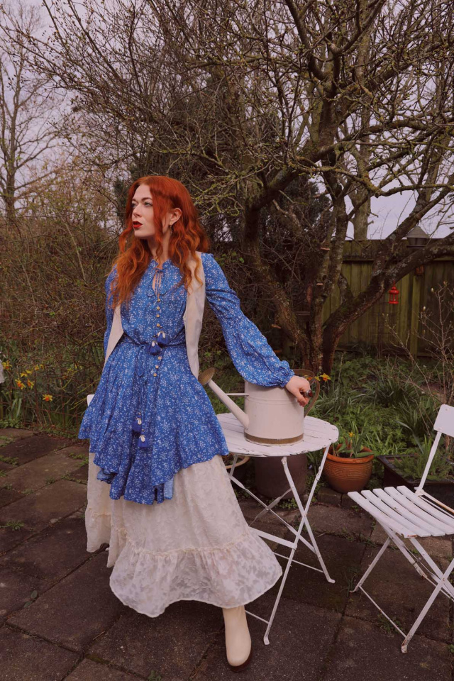 Amara Blue Floral Boho Dress 