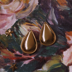Big Golden Rain Drop Earrings 