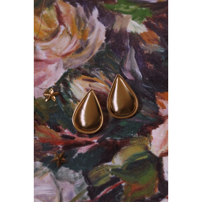 Big Golden Rain Drop Earrings 