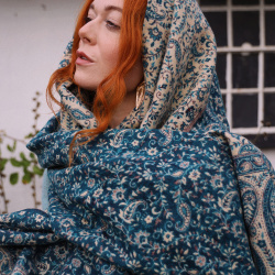 Blossom Teal Scarf &amp; Blanket 