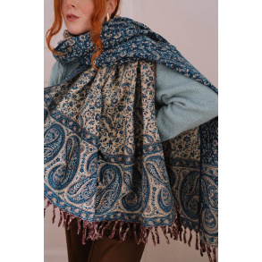 Blossom Teal Scarf & Blanket 