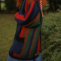 Bold Striped Vintage Cardigan Jacket | L/XL