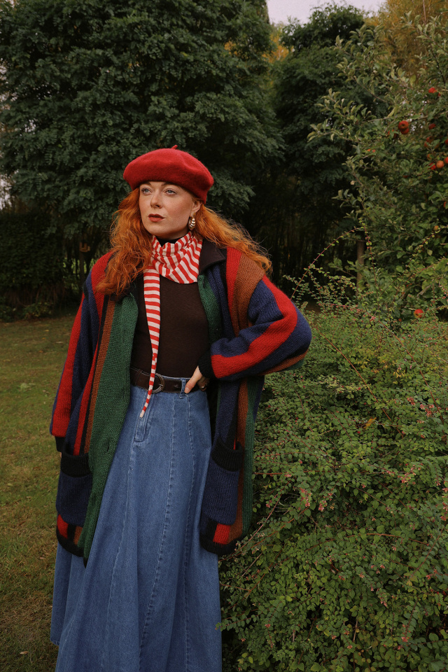 Bold Striped Vintage Cardigan Jacket | L/XL