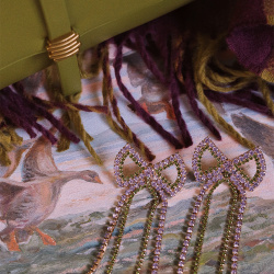 Bow Lilac &amp; Green Stoned Earrings 