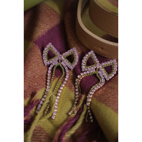 Bow Lilac & Green Stoned Earrings 