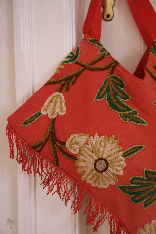 Bright Pink Embroidered Recycled Bag