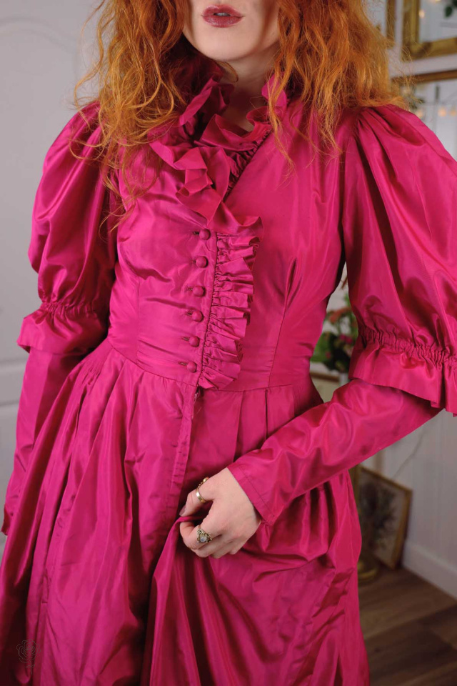 Bright Pink Victorian Maxi Dress | S