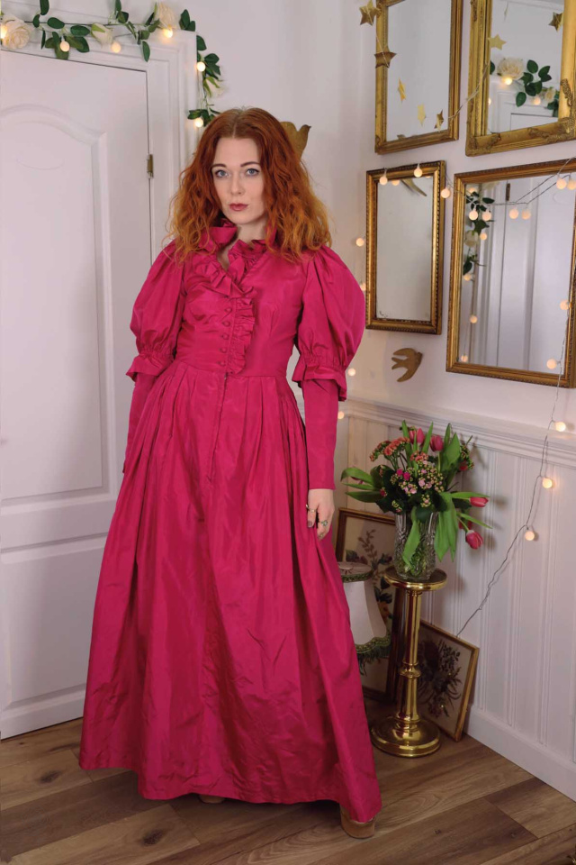 Bright Pink Victorian Maxi Dress | S