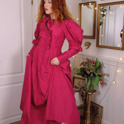 Bright Pink Victorian Maxi Dress | S
