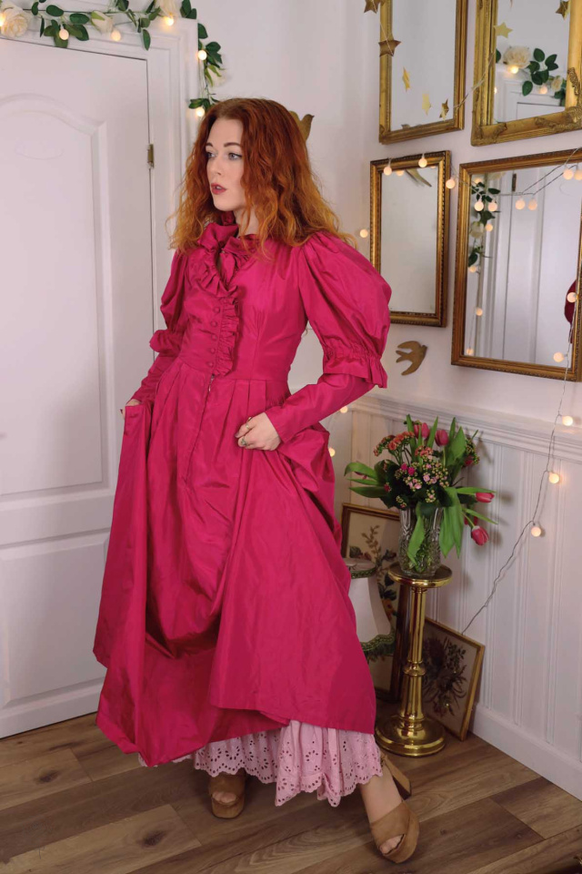 Bright Pink Victorian Maxi Dress | S