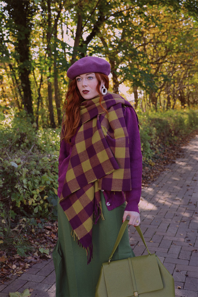 Brit Checkered Poncho &amp; Scarf 