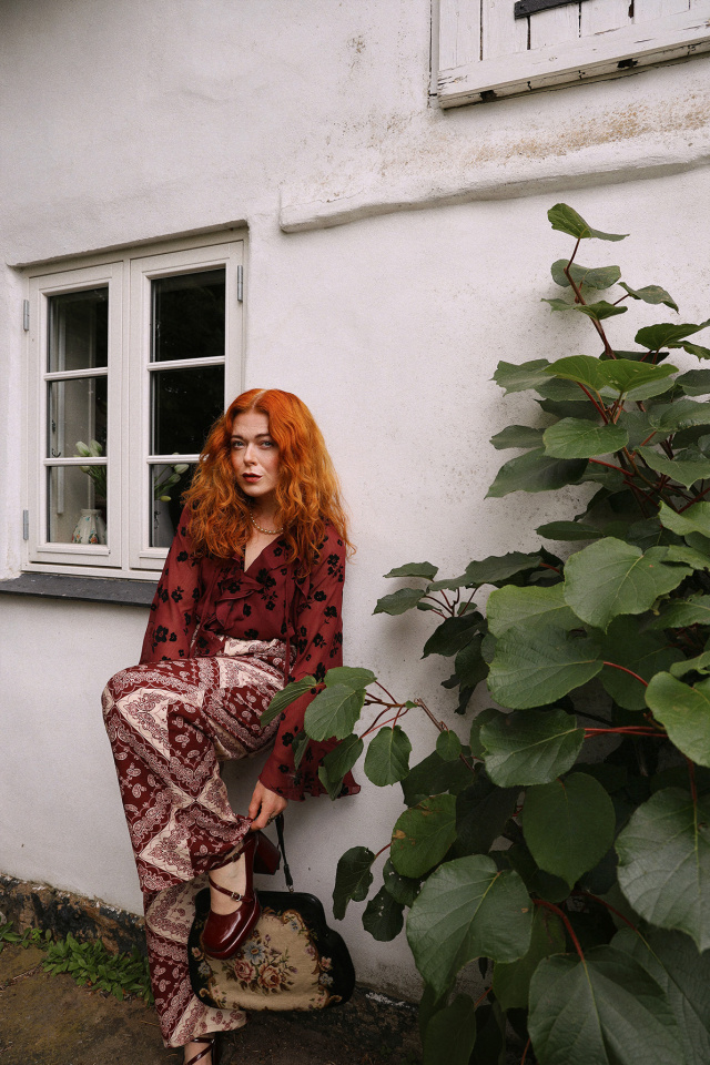 Burgundy Bloom Paisley Trousers 