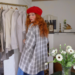 Comfy Grey Plaid Vintage Shirt | XXL