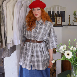 Comfy Grey Plaid Vintage Shirt | XXL