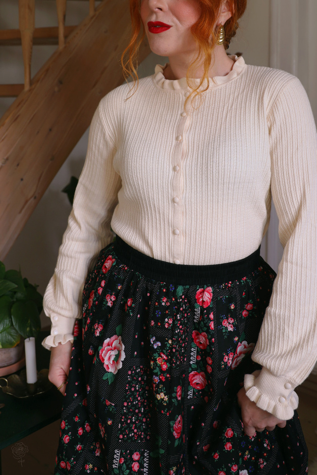 Pink Roses Vintage Skirt | S
