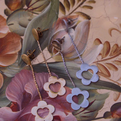 Cute Dangle Flower Heart Earrings