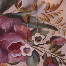 Cute Dangle Flower Heart Earrings