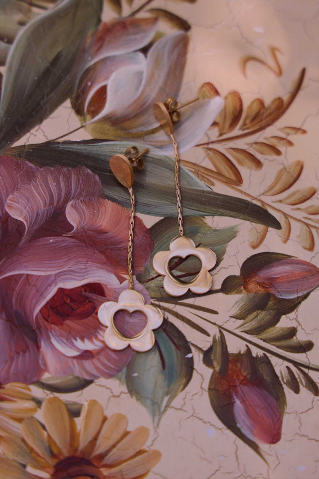 Cute Dangle Flower Heart Earrings