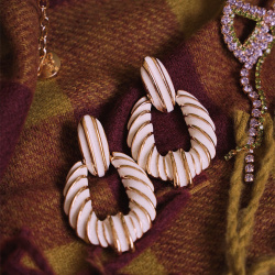 Dolly White Enamel Earrings