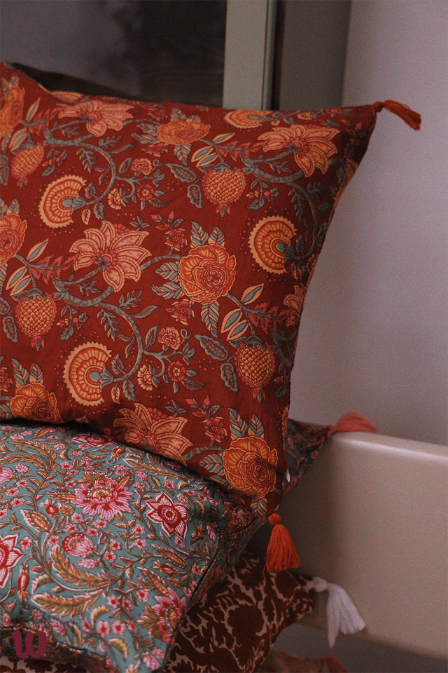 Elegantly Red Floral Pillow Cover 