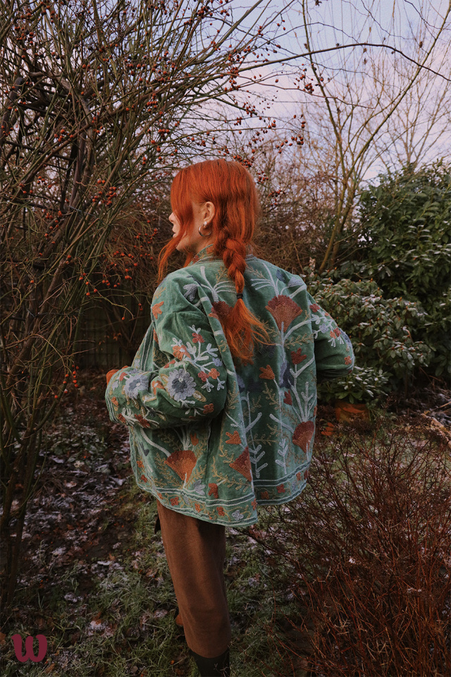 Frosty Leaves Magical Garden Velvet Jacket 