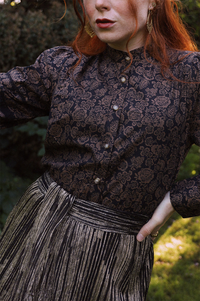 Black Golden Floral Blouse 
