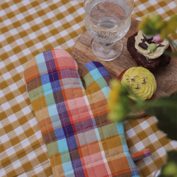 Happy Checkered Oven Mitten