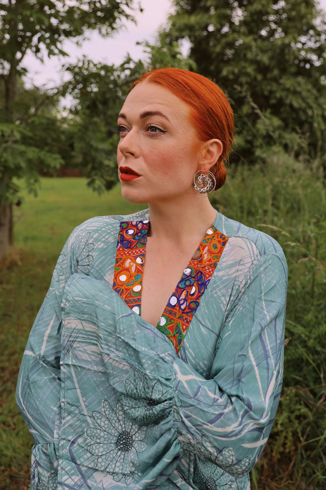 Green Floral Recycled Kimono | M-XL