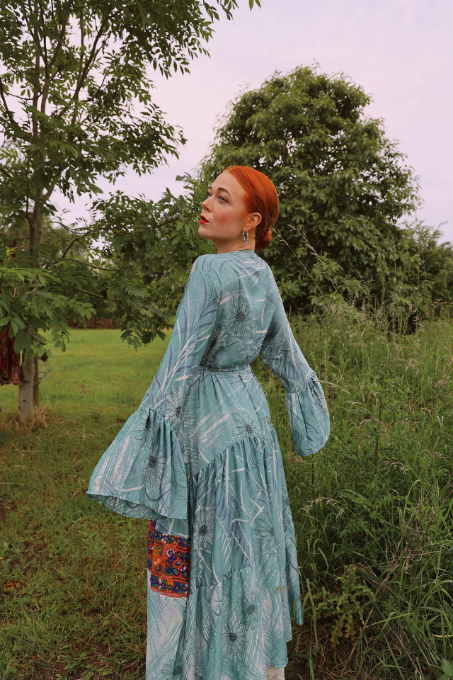 Green Floral Recycled Kimono | M-XL