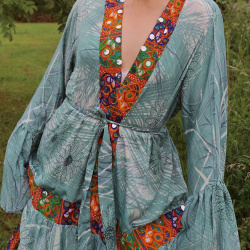 Green Floral Recycled Kimono | M-XL