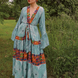 Green Floral Recycled Kimono | M-XL