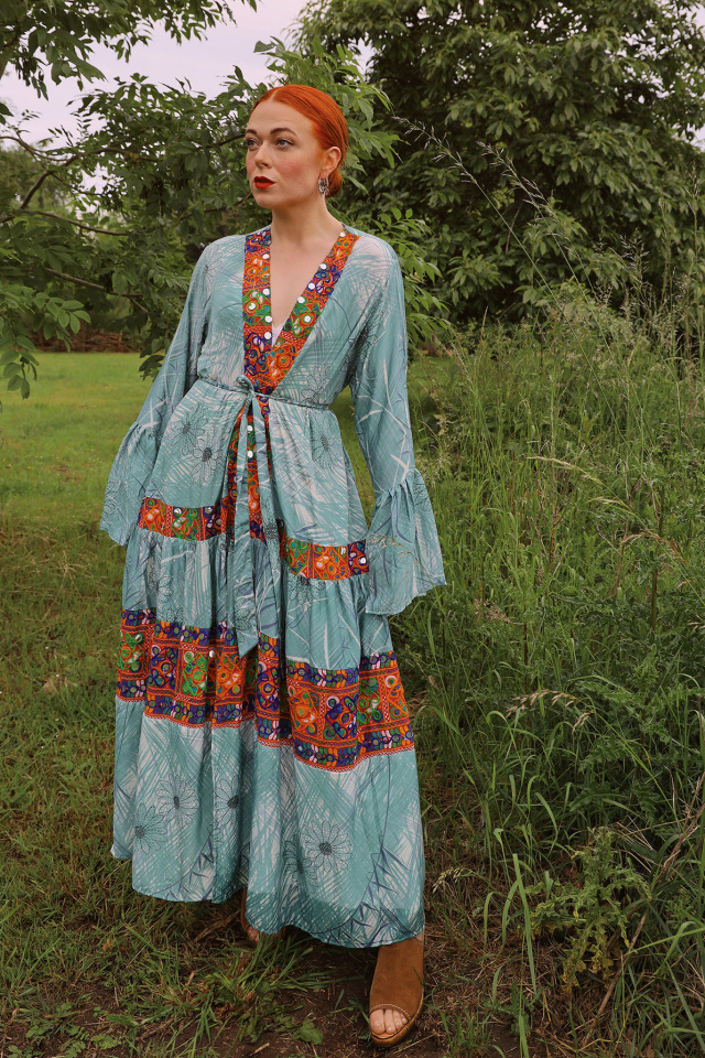 Green Floral Recycled Kimono | M-XL
