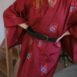 Long Burgundy Vintage Kimono | M-XXL 