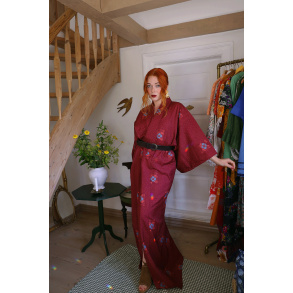 Long Burgundy Vintage Kimono | M-XXL 