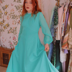 Minty Turquoise 70's Vintage Gown | S