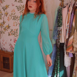 Minty Turquoise 70's Vintage Gown | S
