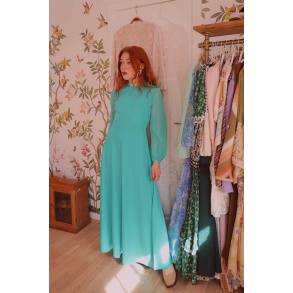 Minty Turquoise 70's Vintage Gown | S