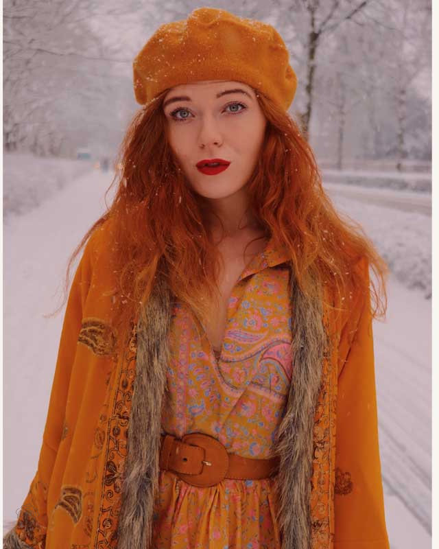 French Kiss Mustard Beret 