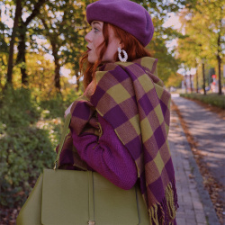 Brit Checkered Poncho &amp; Scarf 