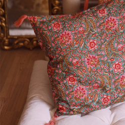 One With Green Floral Pillow Cover