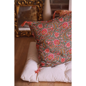 One With Green Floral Pillow Cover