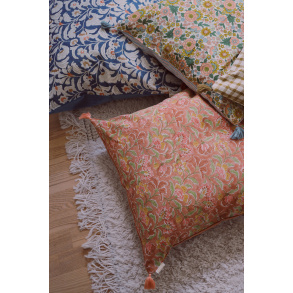 Peachy Velvet & Cotton Pillow Cover 