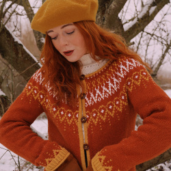 Orange, White &amp; Mustard Pattern Vintage Cardigan | S