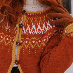 Orange, White &amp; Mustard Pattern Vintage Cardigan | S