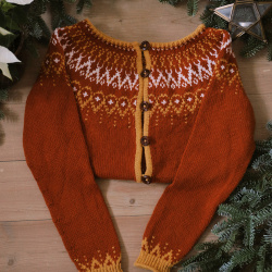 Orange, White &amp; Mustard Pattern Vintage Cardigan | S