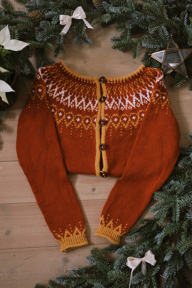 Orange, White &amp; Mustard Pattern Vintage Cardigan | S