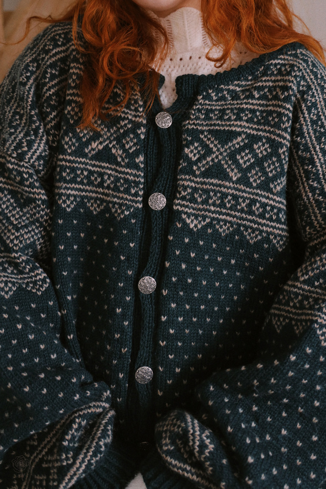 Petroleums Green Knitted Vintage Cardigan | XXXL